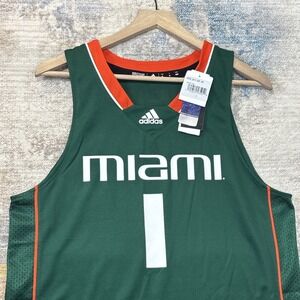 Adidas Miami Hurricanes Jersey Mens M NWT Green #1 Sleeveless Basketball NCAA